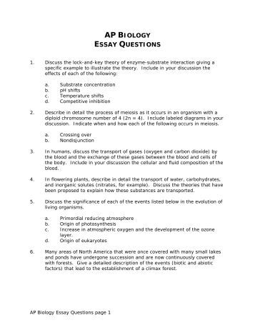 Ap biology enzyme essay rubric