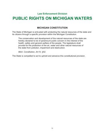 Law Enforcement Division PUBLIC RIGHTS ON MICHIGAN WATERS