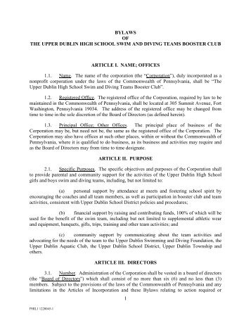 bylaws - Upper Dublin High School - Swimming & Diving