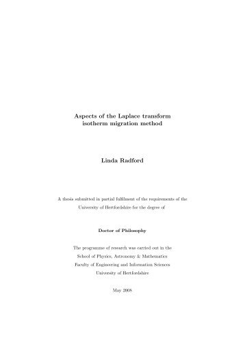 Aspects of the Laplace transform isotherm migration method Linda ...