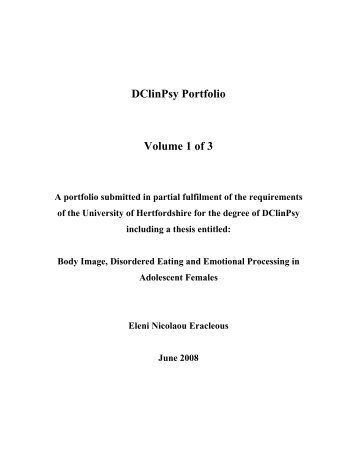 DClinPsy Portfolio Volume 1 of 3 - University of Hertfordshire ...