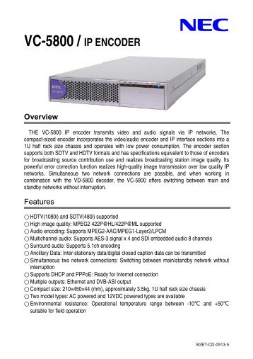 VC-5800 IP Encoder (PDF) - Nec