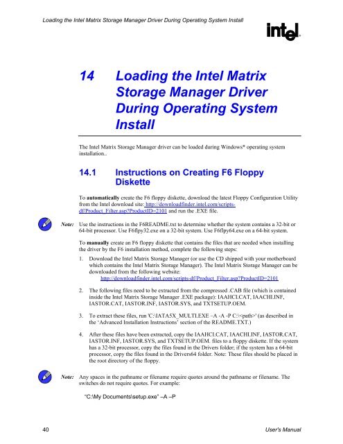 Intel(R) Matrix Storage Manager User's Manual - Fujitsu UK