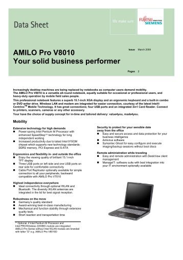 Amilo Pro V8010 Data Sheet - Fujitsu UK