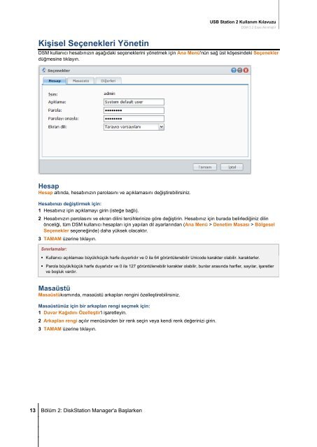 USB Station 2 Kullanım Kılavuzu DSM 3.2 Esas ... - Synology Inc.