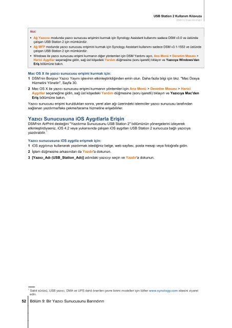 USB Station 2 Kullanım Kılavuzu DSM 3.2 Esas ... - Synology Inc.