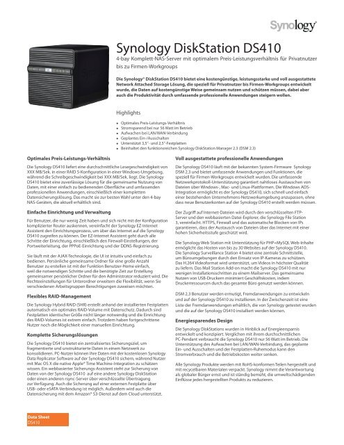 Synology DiskStation DS410 - Synology Inc.