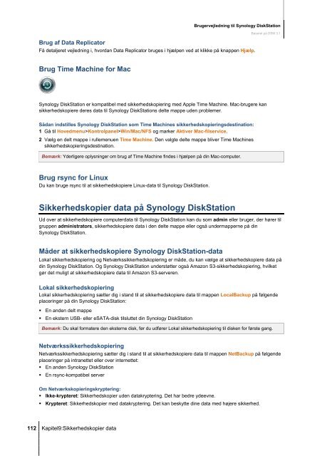 Brugervejledning til Synology DiskStation