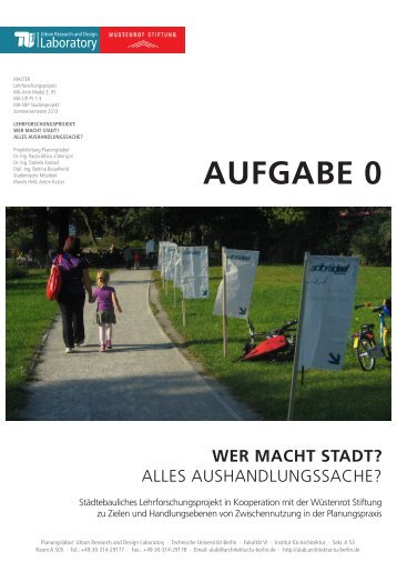 Aufgabe 0 (PDF) - Urban Research and Design Laboratory - TU Berlin