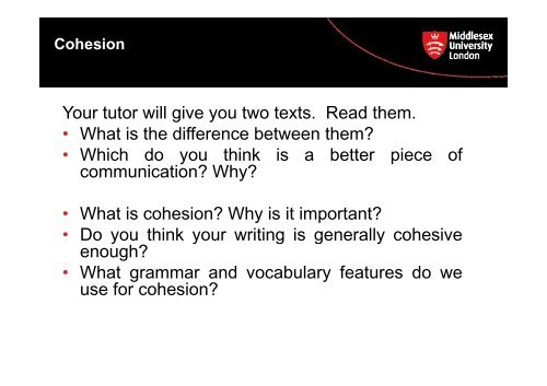 Grammar And Vocabulary - UniHub - Middlesex University