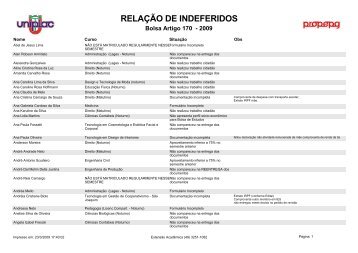 RELAÇÃO DE INDEFERIDOS - Uniplac