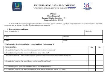 ANEXO I - FICHA CADASTRAL - 2012 2 - Uniplac