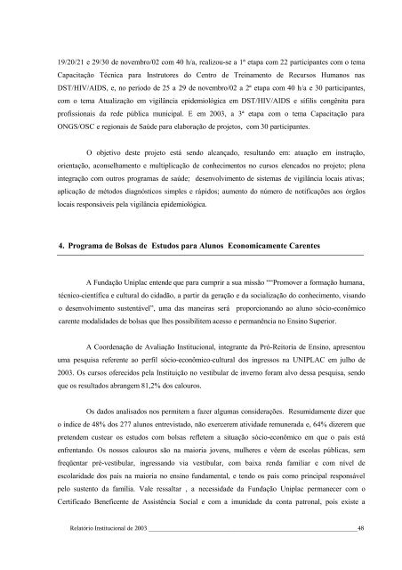 Relatório Institucional de 2003 - Uniplac