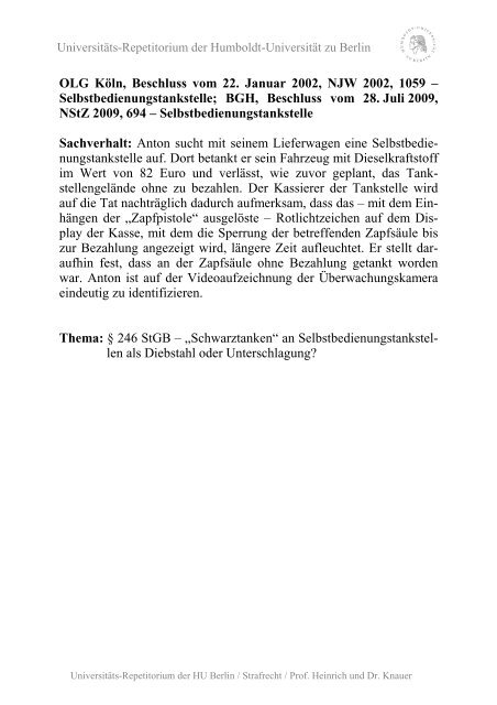 Selbstbedienungstankstelle - unirep - Humboldt-Universität zu Berlin