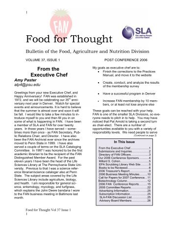 Food for Thought - units.sla.org - Special Libraries Association