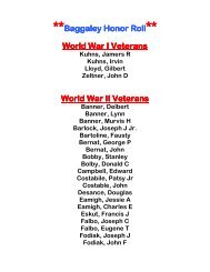 Baggaley Honor Roll World War I Veterans World ... - unityhonorroll