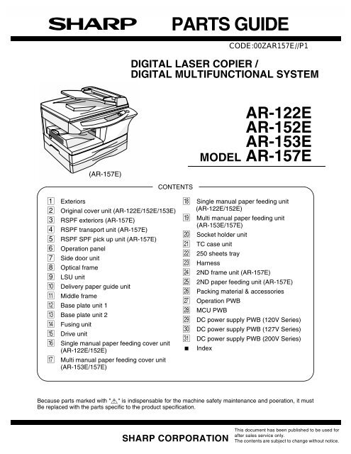 AR-122E/152E/153E/157E Parts-Guide GB