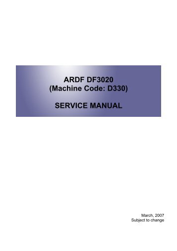 ARDF DF3020 (Machine Code: D330) SERVICE MANUAL