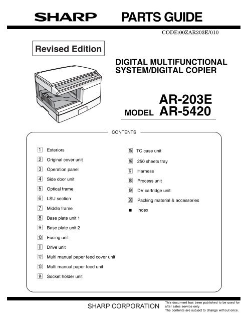 Sharp ar 5420 инструкция