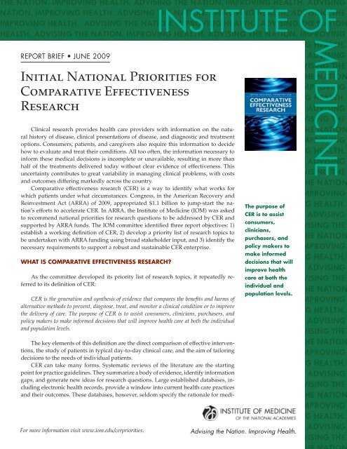 Initial National Priorities for Comparative Effectiveness ... - UNM 2020