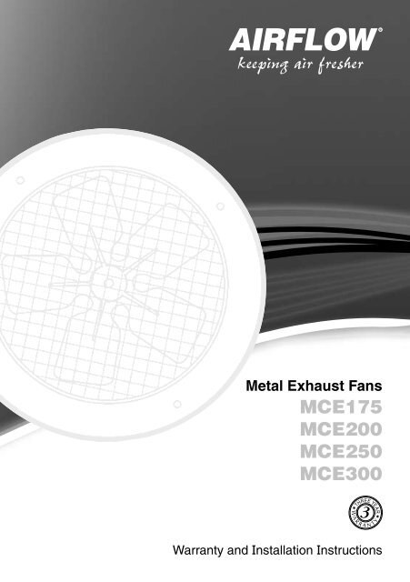 Installation Instructions F1385 02 Airflow Metal Exhaust