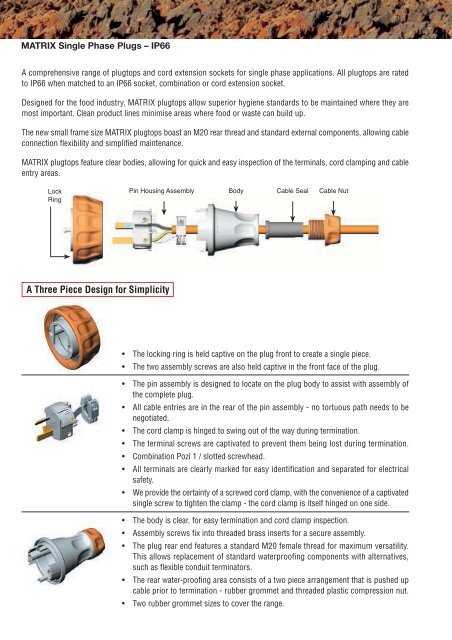 PDL Matrix Industrial Switchgear - Single Phase Plugs - IP66. - Clipsal