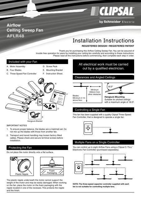 Installation Instructions - F23525/02 - AFLR48 Airflow ... - Clipsal