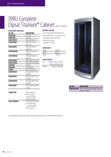 Technical Information - 19” System Enclosures - clipsal.co.nz