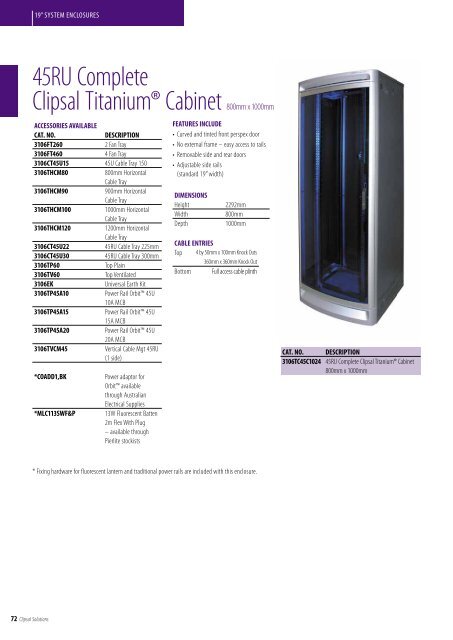 Technical Information - 19” System Enclosures - clipsal.co.nz
