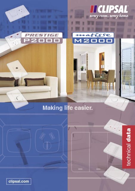 Prestige P2000 & Matisse M2000 Technical Catalogue - Clipsal