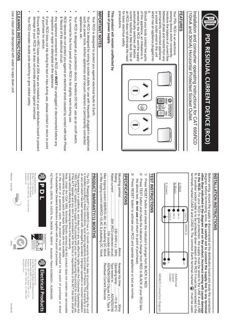 695RCD-10 695RCD-30 600 Series Horizontal RCD ... - Clipsal