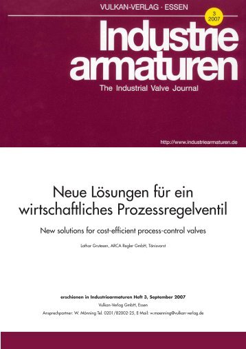 Fachaufsatz Industriearmaturen: Neue ... - ARCA Regler Gmbh