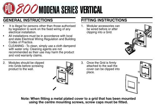 Installation Instructions - Modena 800 Vertical (464 KB) - Clipsal