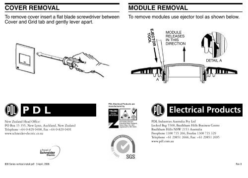 Installation Instructions - Modena 800 Vertical (464 KB) - Clipsal