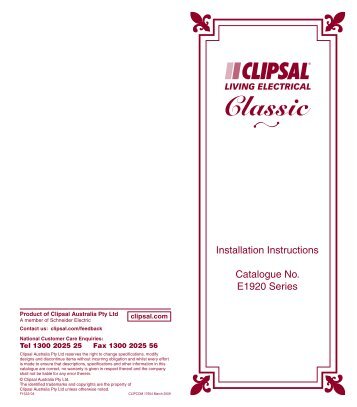 Installation Instructions - F1522/04 Fixing Instructions for ... - Clipsal