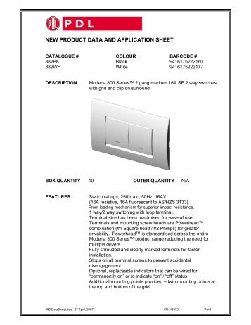 Product Data Sheet - 882 Modena 800 Series 2 Gang ... - Clipsal