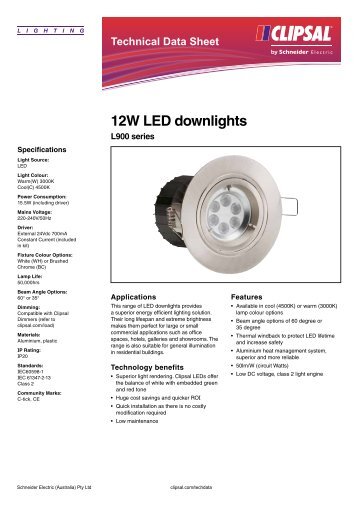 L900 Series 12W LED Downlights, 25046 - Clipsal