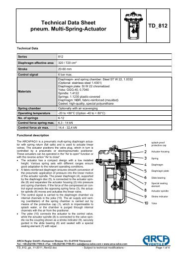 Technical Data Sheet pneum. Multi-Spring ... - ARCA Regler Gmbh