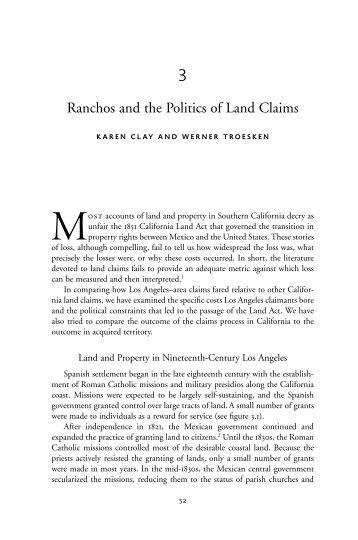 Ranchos and the Politics of Land Claims - University of Pittsburgh ...