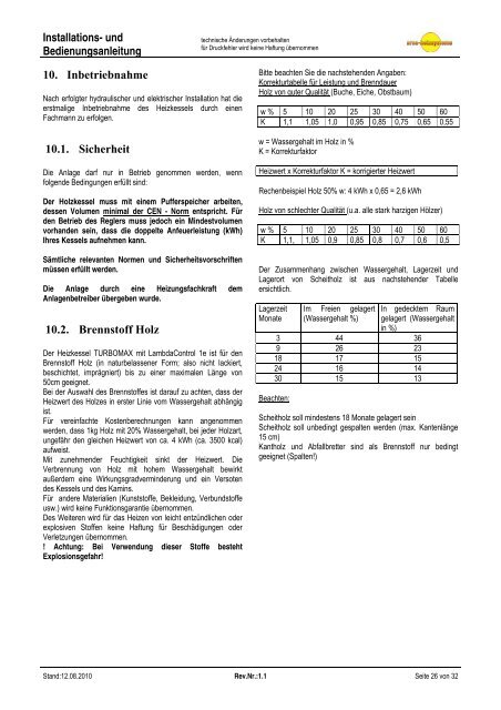 Installations- und Bedienungsanleitung - Arca Heizsysteme ek