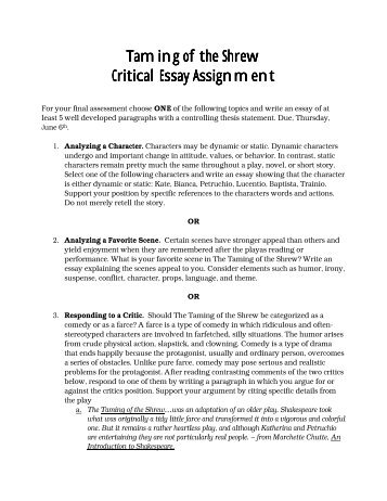 Taming Of The Shrew Summary Vienna High School Taming Of The Shrew Urban Dreams Sample Argumentative Essay High School also Essay Vs Research Paper Personal Essay Thesis Statement