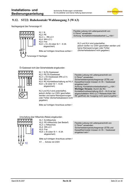 und Bedienungsanleitung LC1 T - Arca Heizsysteme ek