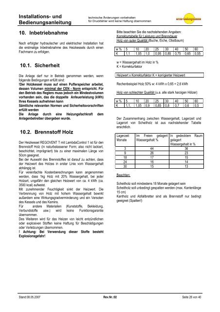 und Bedienungsanleitung LC1 T - Arca Heizsysteme ek