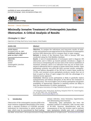 Minimally Invasive Treatment of Ureteropelvic Junction ... - Urosource