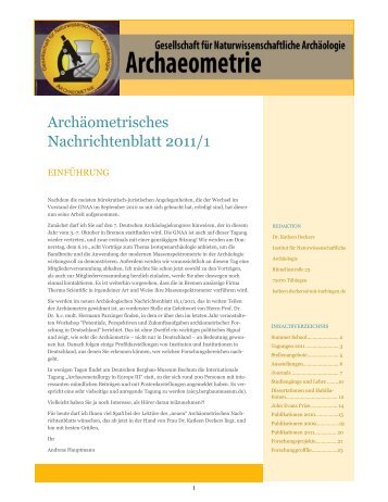 Archäometrisches Nachrichtenblatt 2011/1 - Archäometrie