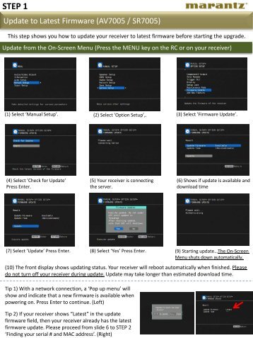 Update to Latest Firmware (AV7005 / SR7005) - Marantz