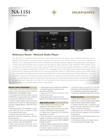 Marantz NA-11S1 Specification Sheet (PDF)