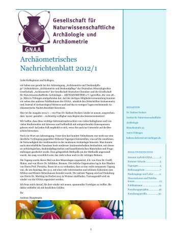 Archäometrisches Nachrichtenblatt 2012/1 - Archäometrie
