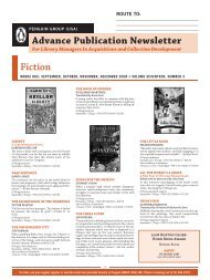 Advance Publication Newsletter Fiction - Penguin Group