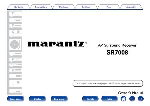 Owner's Manual in English - Marantz US | Home